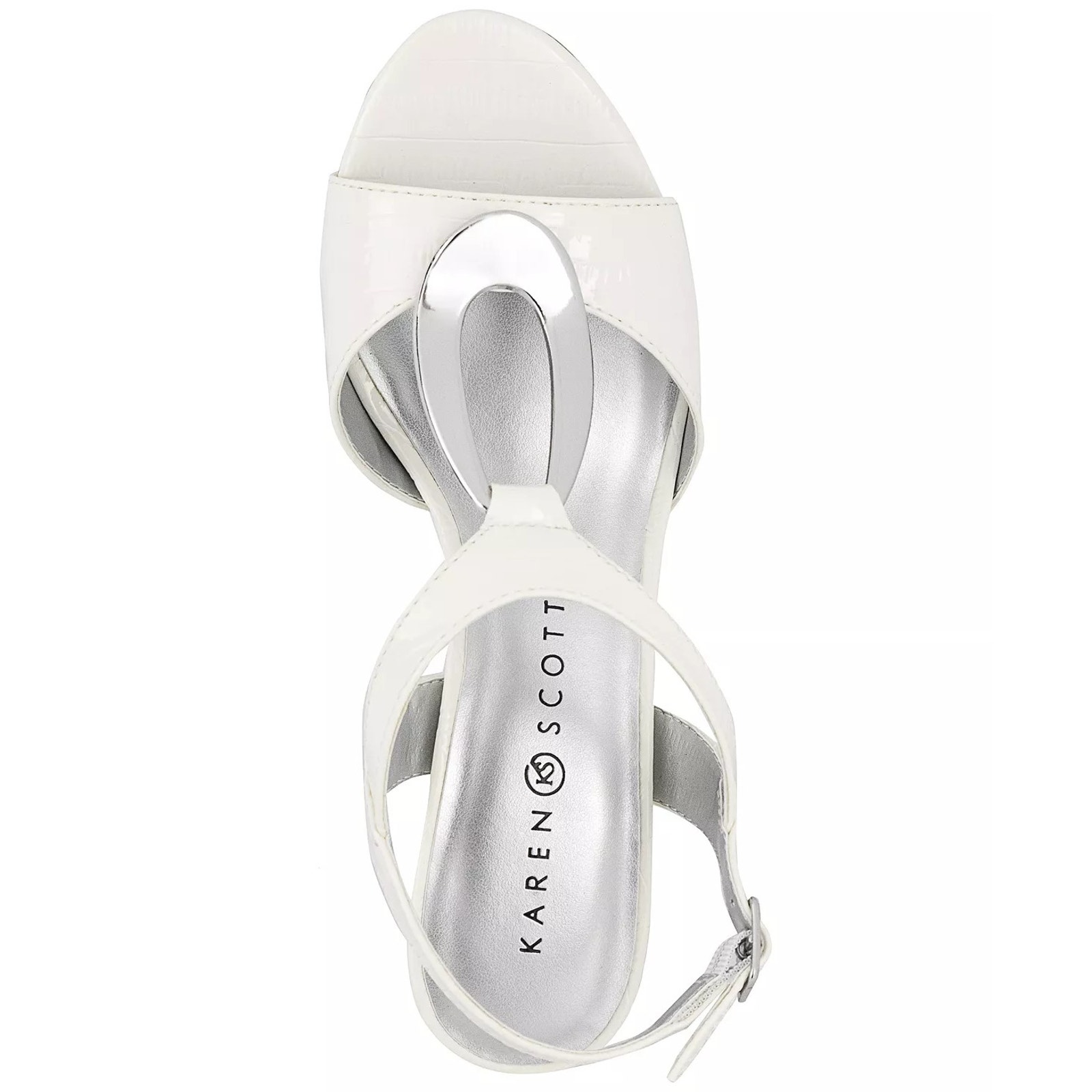 Karen Scott Women White Vegan Leather Danee Classic T-Strap Dress Sandals Size 8 — image 4 of 8